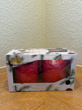 MG STUDIO Red LED Flickering LED Candles - Set of 2